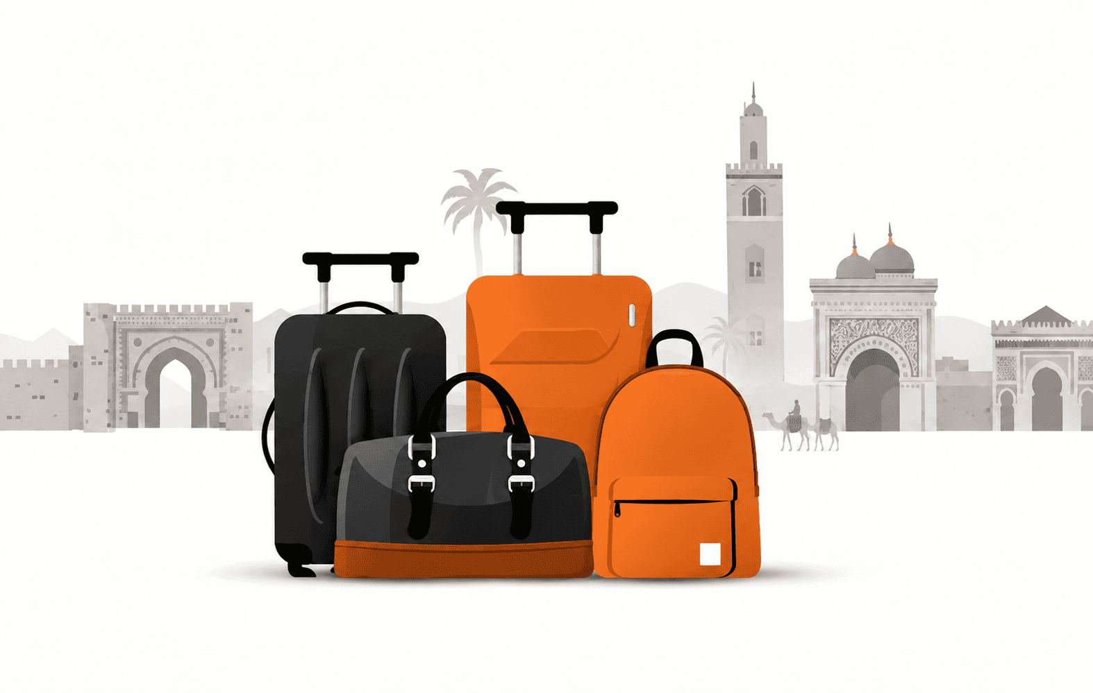 Luggage ready for a Marrakech transfer